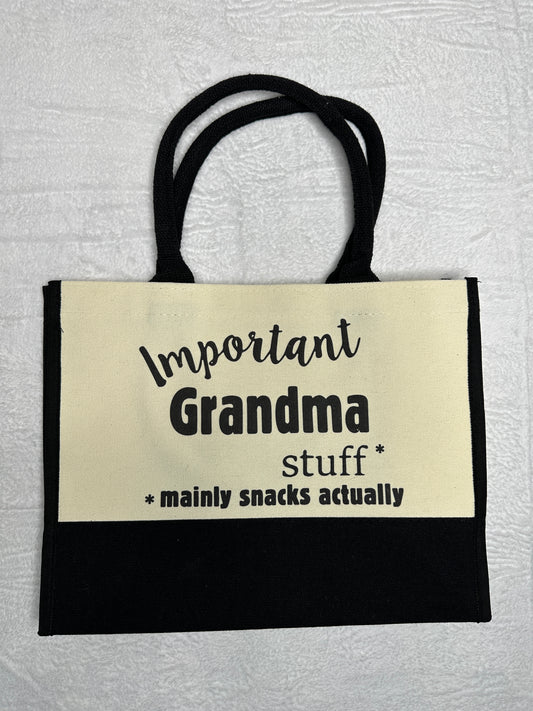 New - Important Grandma Stuff Canvas Tote Bag