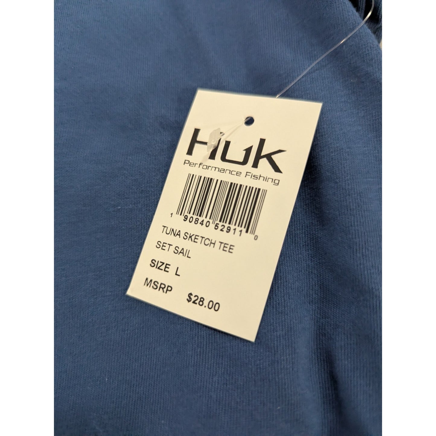 Huk Tuna Sketch Tee Blue Men's Fishing T-Shirt L NWT