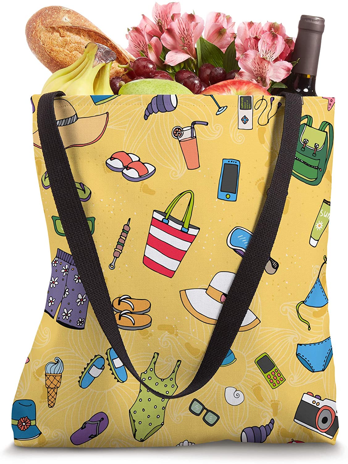 Summer "Cute Beach Items" Graphic Tote
