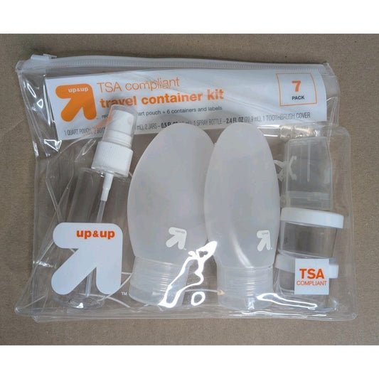 NEW UP & UP TSA Compliant 2 X 7 Pack Travel Kit - 4 PACK - Blue/Green/Pink/Clear