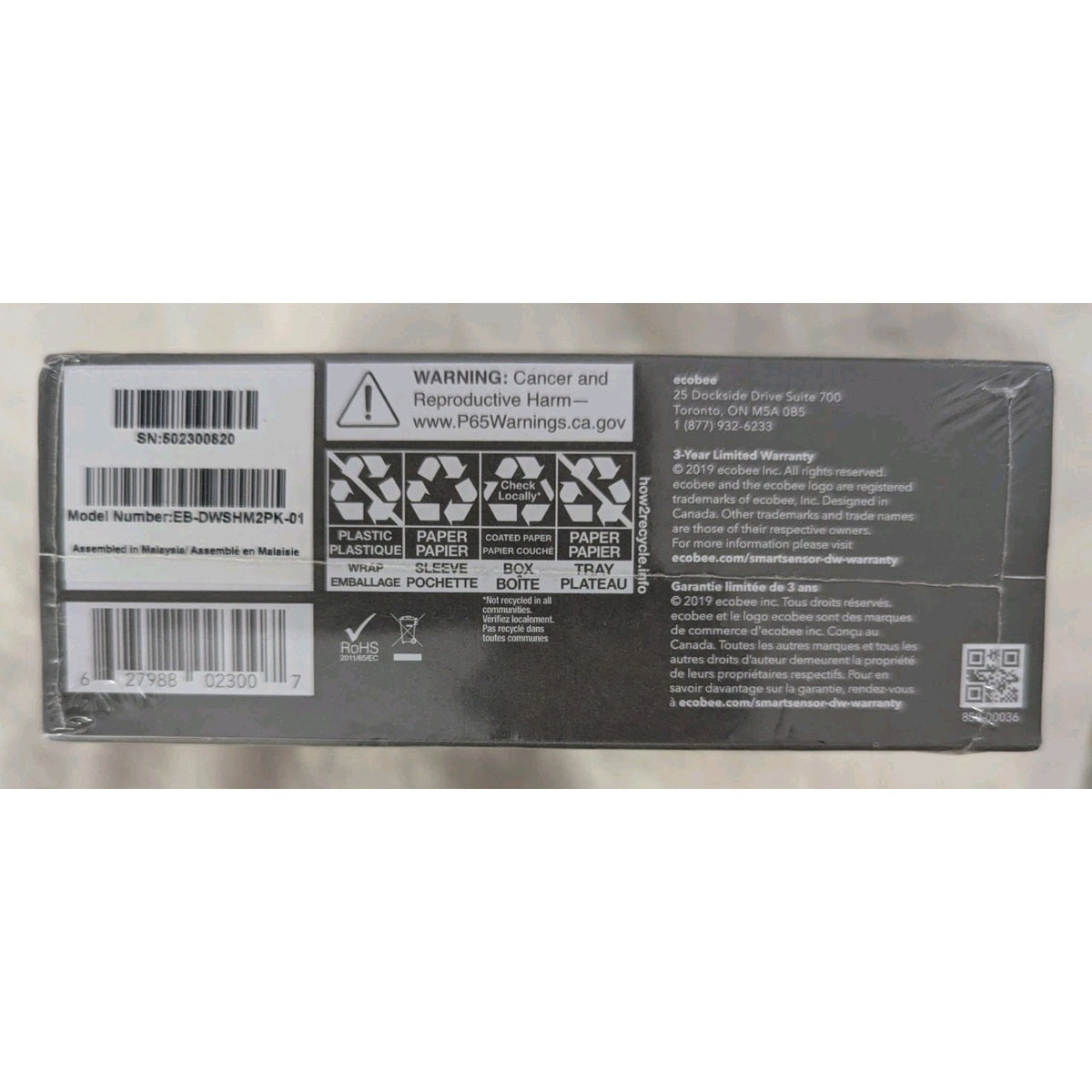Ecobee SmartSensor for Doors and Windows - Pack of 2 (EB-DWSHM2PK-01) Brand New