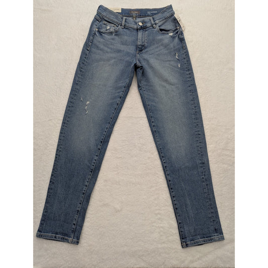 NWT $199 DL1961 Jeans Size 24 Blue Riley Boyfriend Distressed Mid Rise Stretch