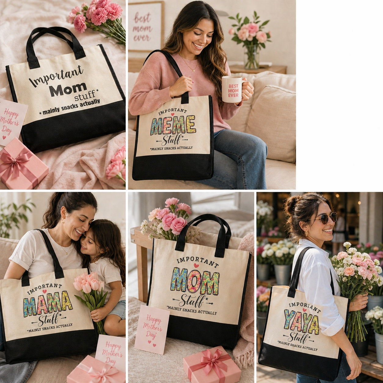 Mother's Day Canvas Tote Bags