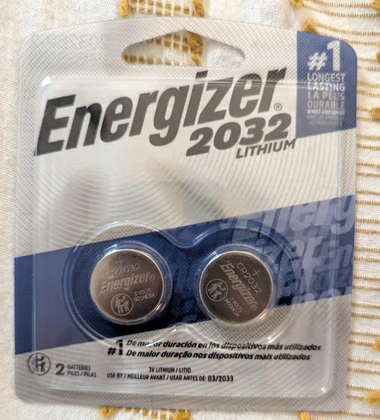 Energizer 2032BP2 CR2032 3 volts Lithium 235 mAh 2pk NEW