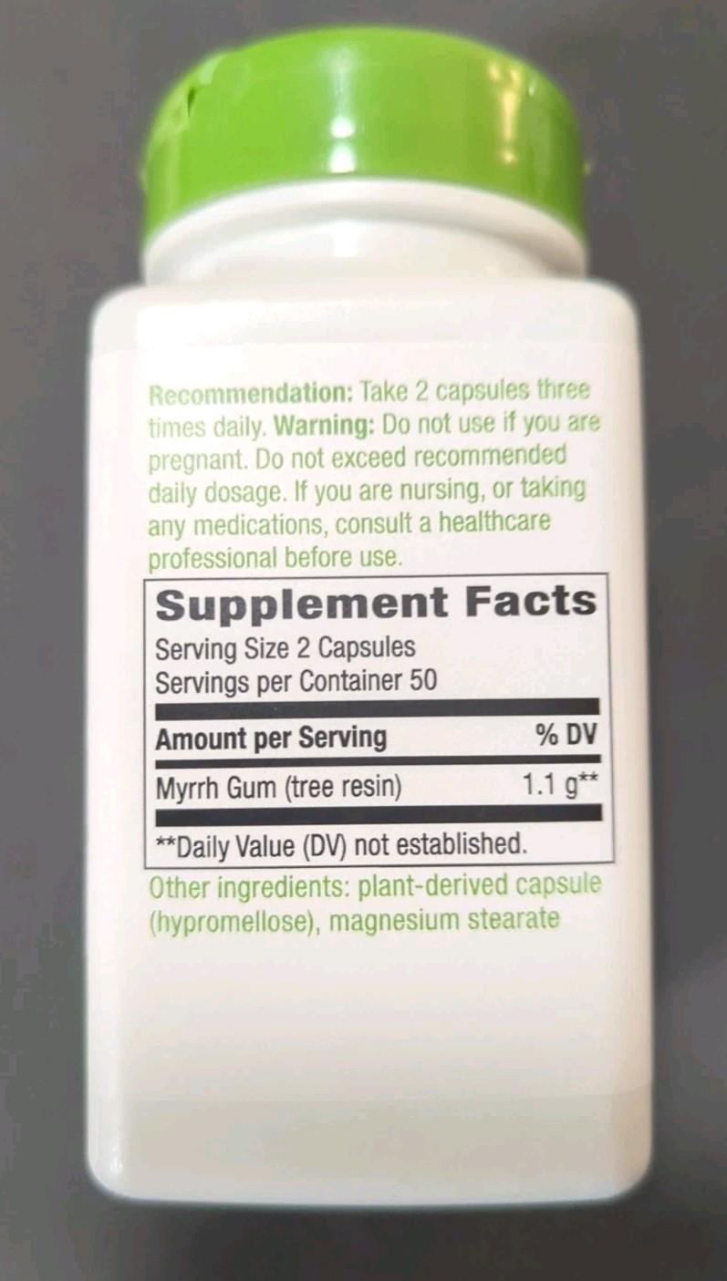 Nature's Way Myrrh Gum Tree Resin, 1,100 mg per serving, 100 Vcaps EXP 09/30/28