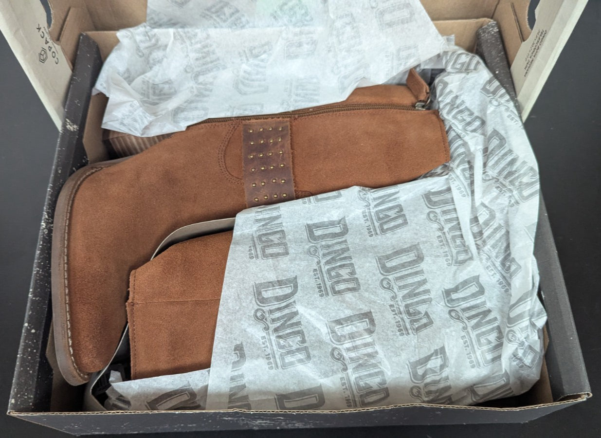 Dingo Songbird Studded Snip Toe Zippered Cowboy Booties Womens Brown Casual Boot