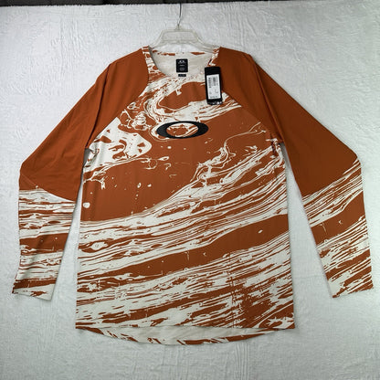 Oakley Seeker Airline LS Jersey Duality Swirl White Technical Bike - Size L NWT