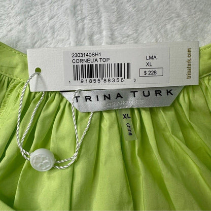 NEW TRINA TURK cornelia top in Limeade size XL