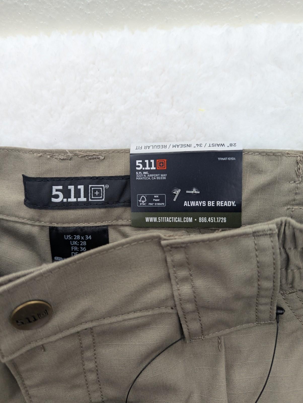 5.11  Taclite Pro Mens 28x34 Lightweight Tactical Pants Style 74273 Tan NEW