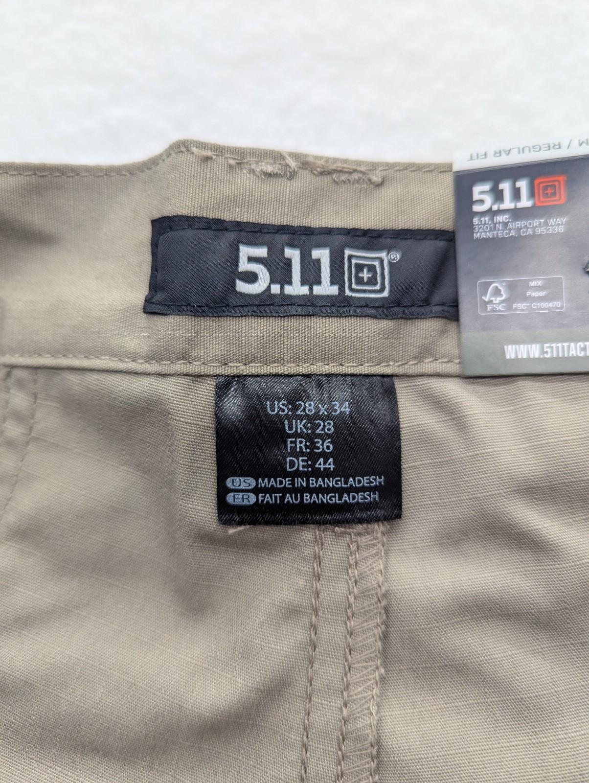 5.11  Taclite Pro Mens 28x34 Lightweight Tactical Pants Style 74273 Tan NEW