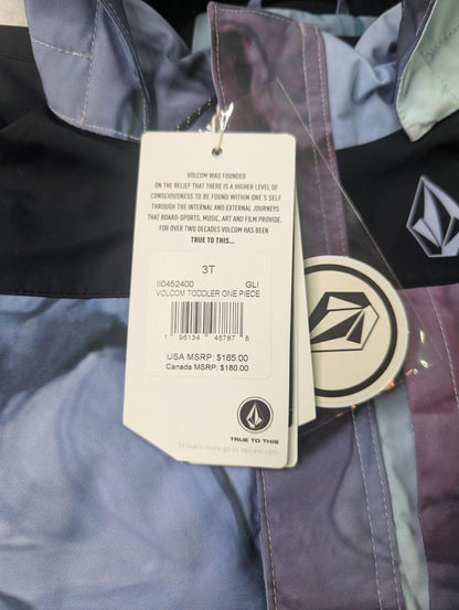 NWT Brand New Kids 2024 Volcom Toddler One Piece Glacier Ink Size 3T