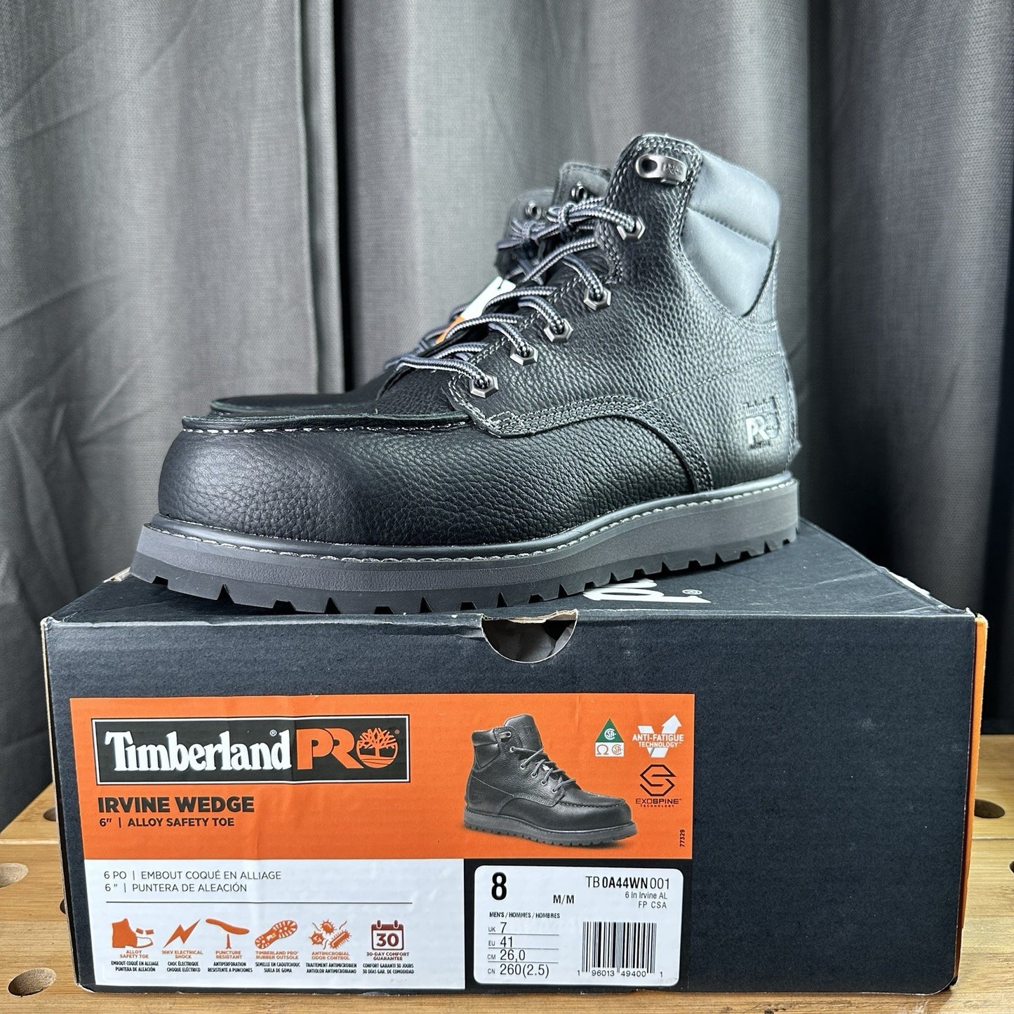 NIB - Timberland PRO Irvine Wedge 6" Alloy Safety Toe, Black Size 8M