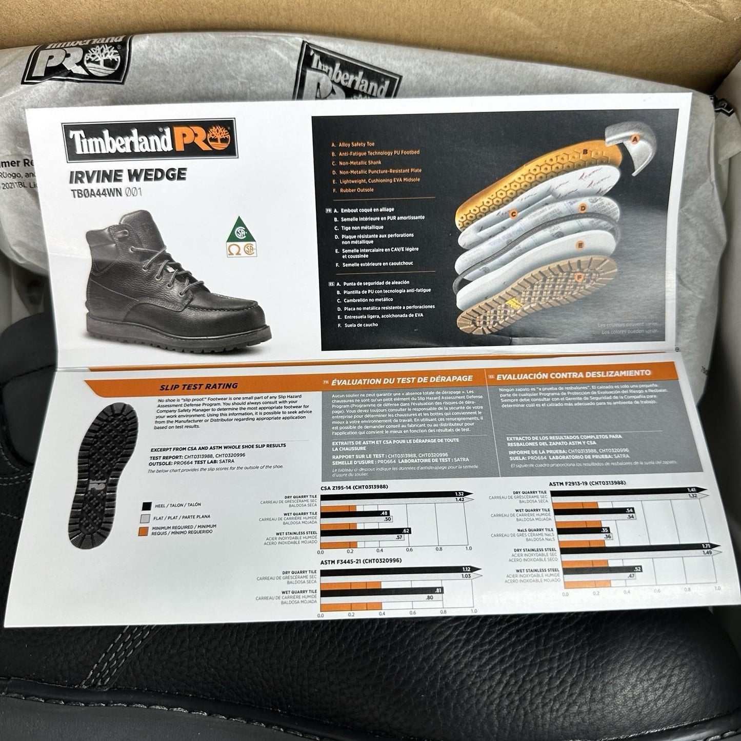 NIB - Timberland PRO Irvine Wedge 6" Alloy Safety Toe, Black Size 8M