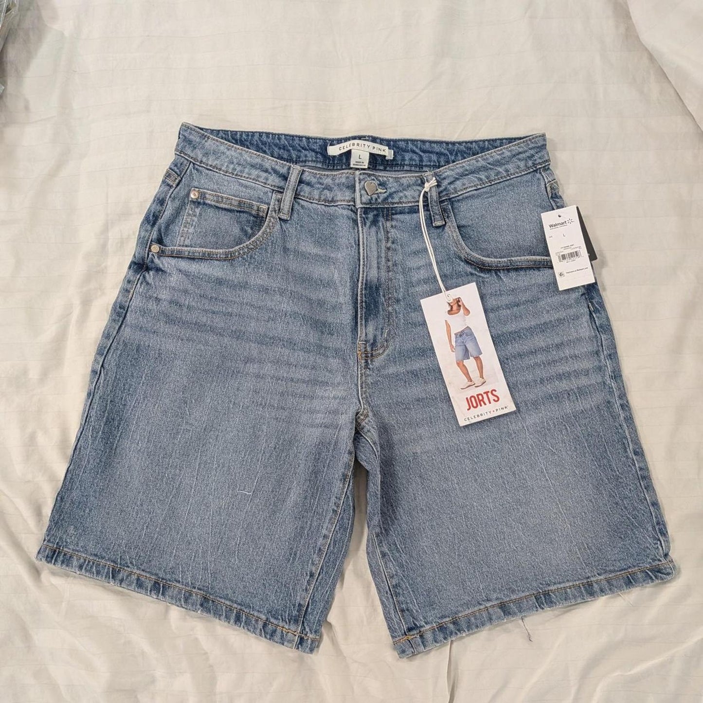 Celebrity pink blue denim shorts - Large