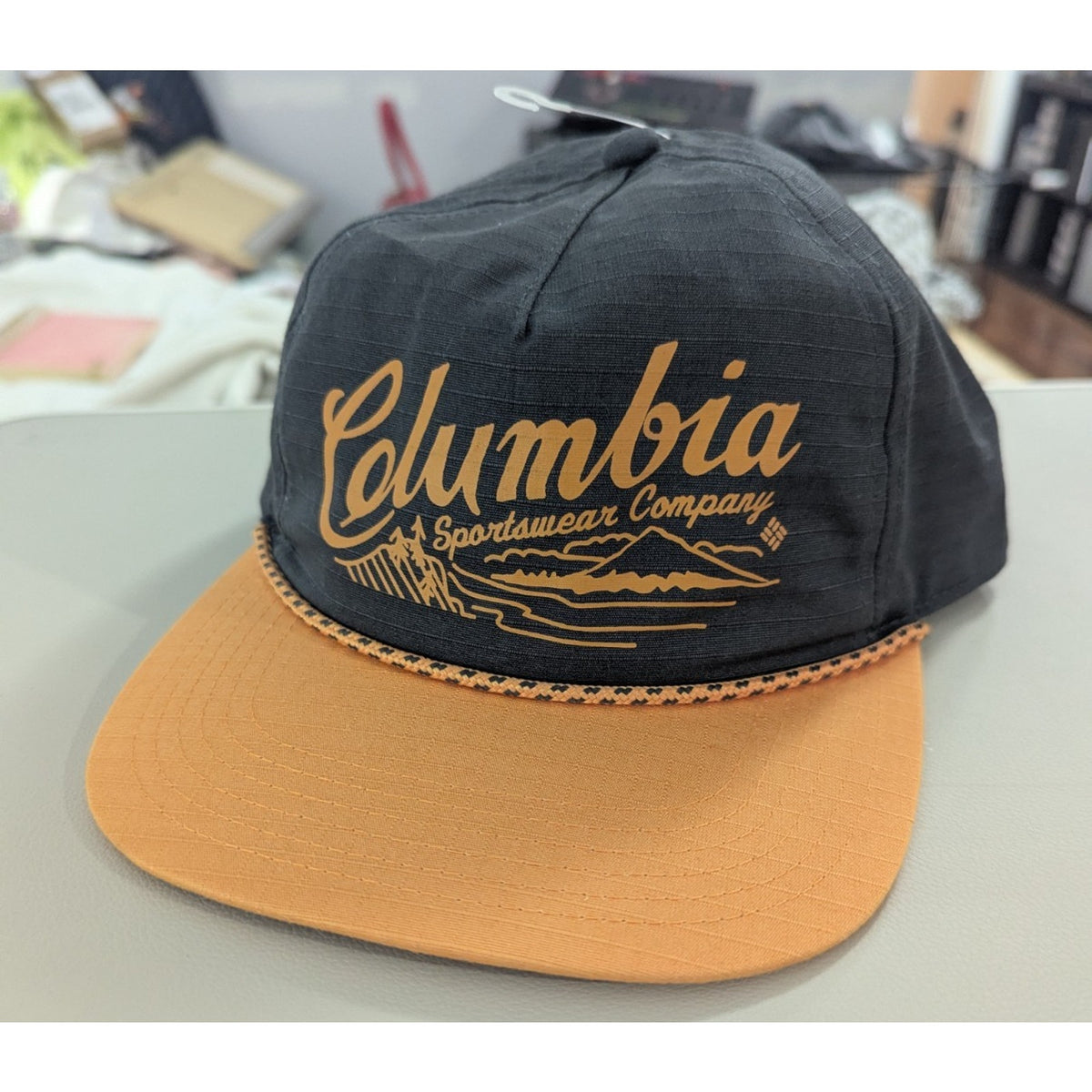 COLUMBIA SnapBack Hat Ratchet Strap Rope Columbia Mountains Adjustable Unisex