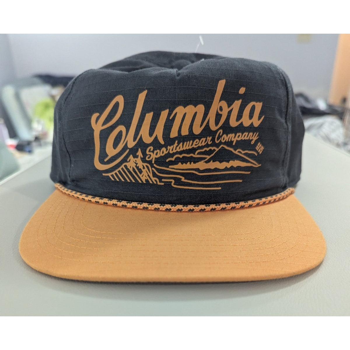 COLUMBIA SnapBack Hat Ratchet Strap Rope Columbia Mountains Adjustable Unisex