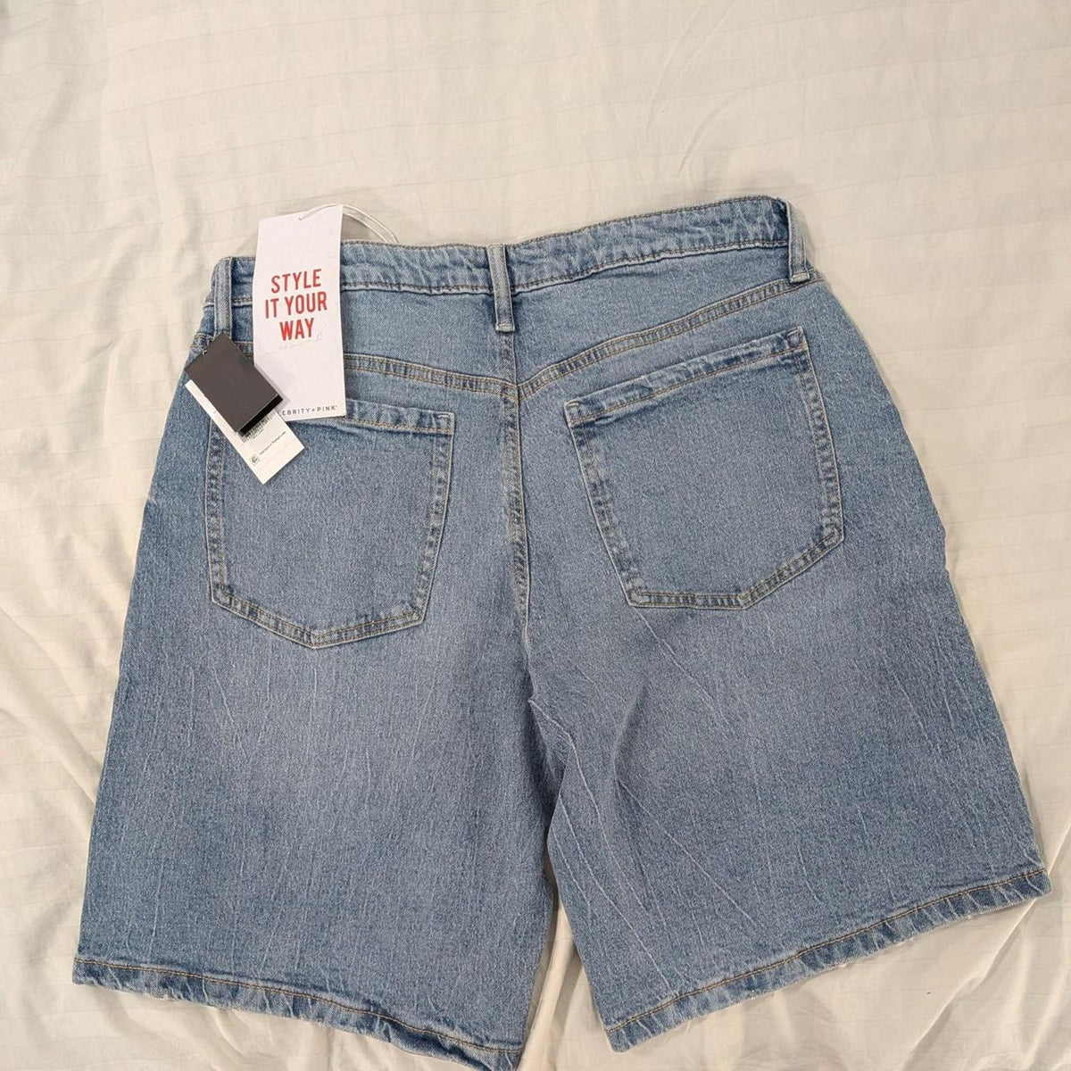 Celebrity pink blue denim shorts - Large
