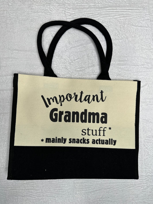 New - Important Grandma Stuff Canvas Tote Bag