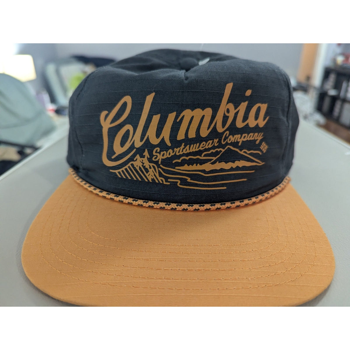 COLUMBIA SnapBack Hat Ratchet Strap Rope Columbia Mountains Adjustable Unisex