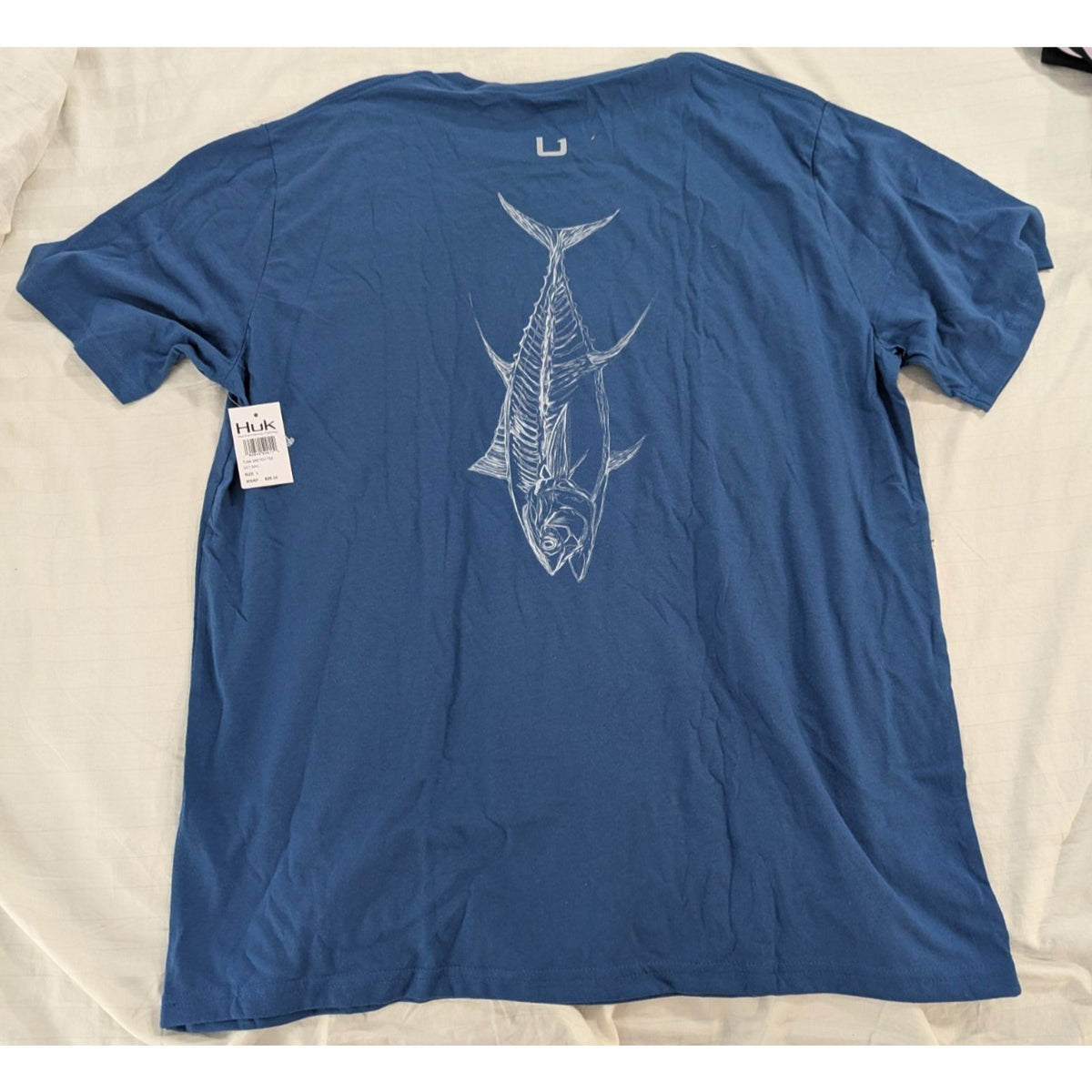Huk Tuna Sketch Tee Blue Men's Fishing T-Shirt L NWT
