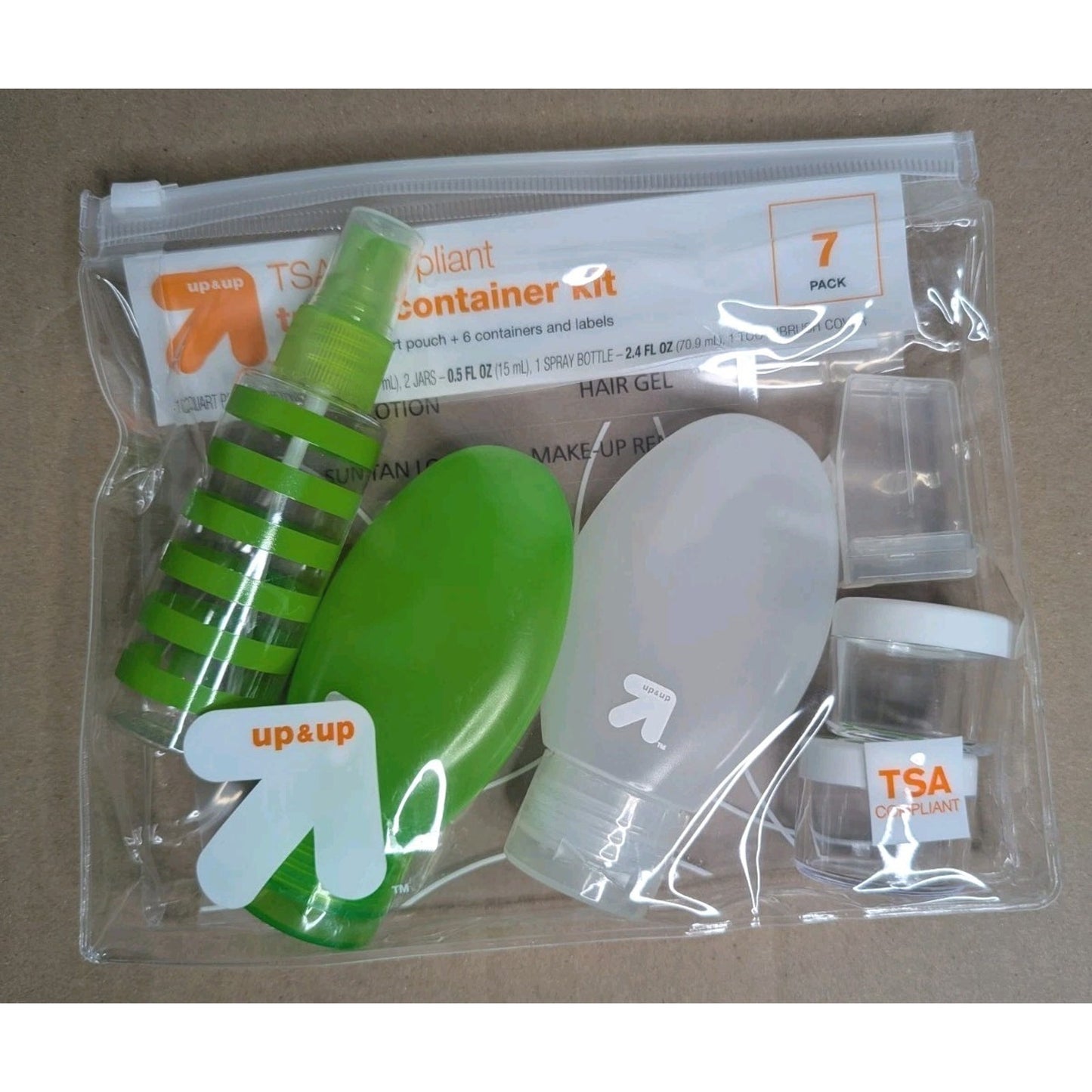 NEW UP & UP TSA Compliant 2 X 7 Pack Travel Kit - 4 PACK - Blue/Green/Pink/Clear