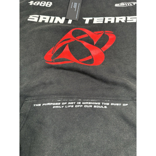 Saint Tears Acid Wash Unisex Pullover Oversized Hoodie Graphic Print Size: XL