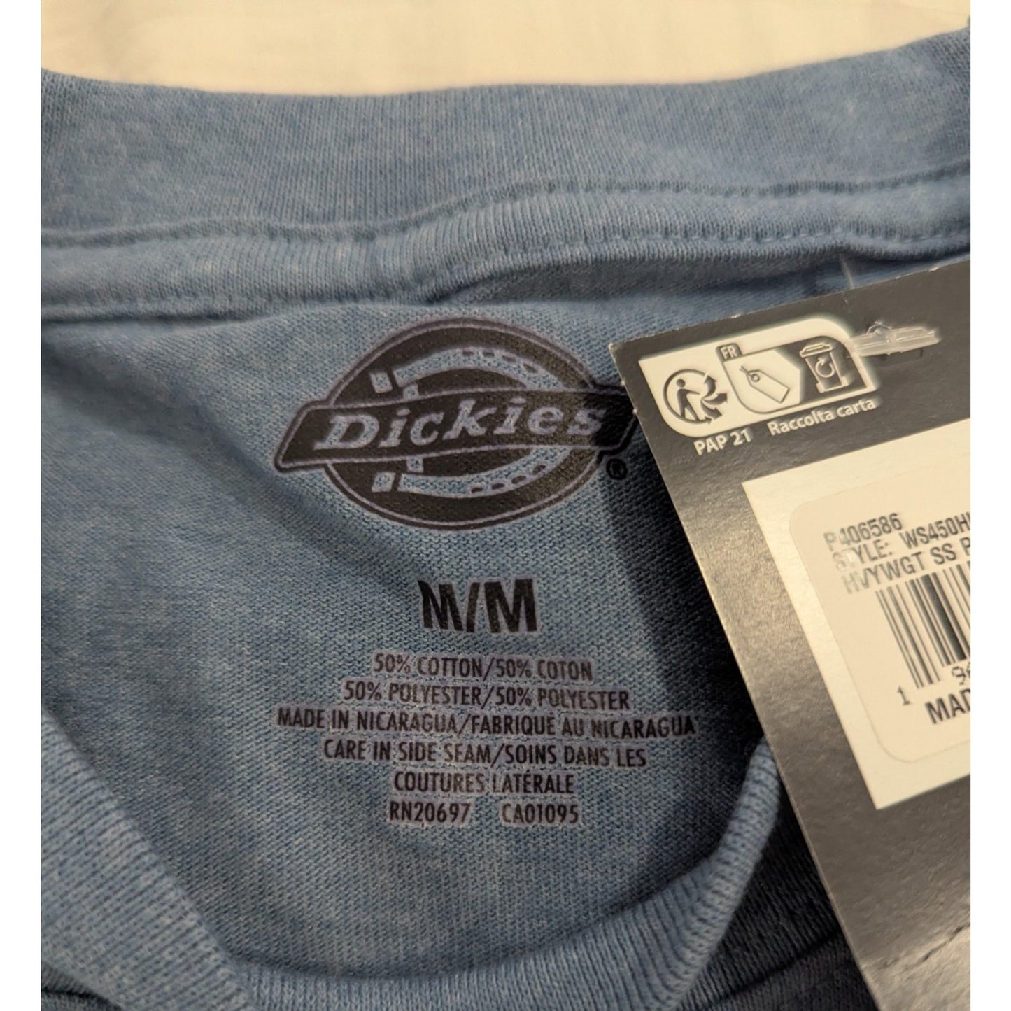 Dickies Men’s Heavyweight Short Sleeve Pocket Tee Blue Heather WS450HLBH, M NWT