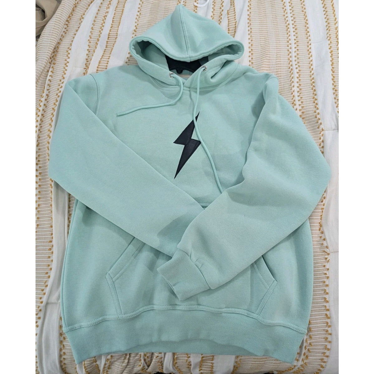 New Bruce Bolt Mens Pullover Hoodie Mint Green Embroidered Sweatshirt Size M