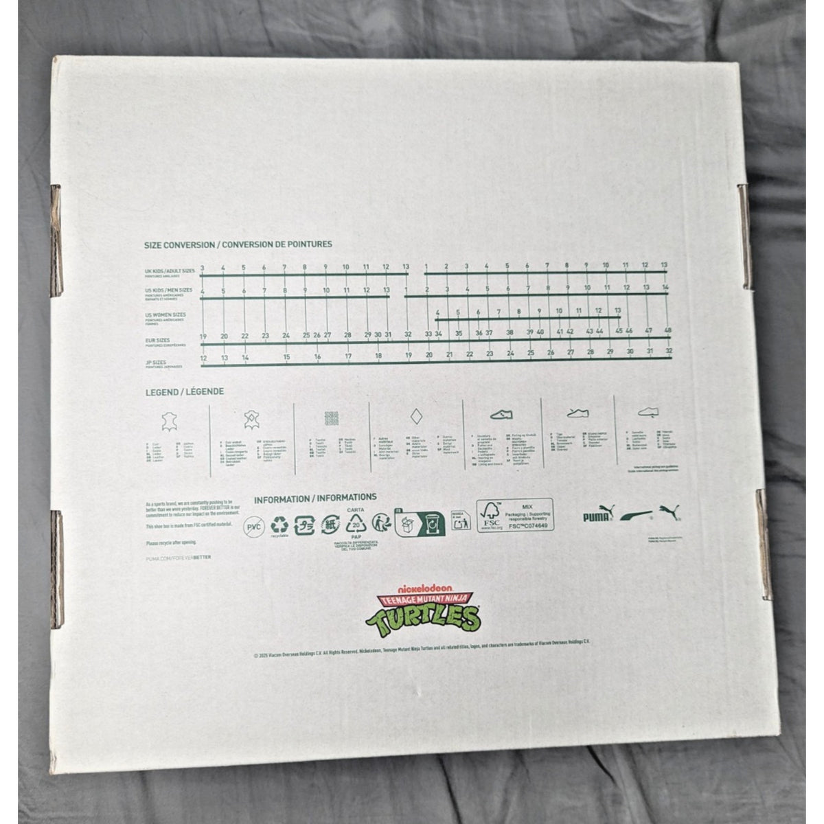 Size 5 Jr KIDS TMNT PUMA Teenage Mutant Ninja Turtles x Suede XL Pizza Box