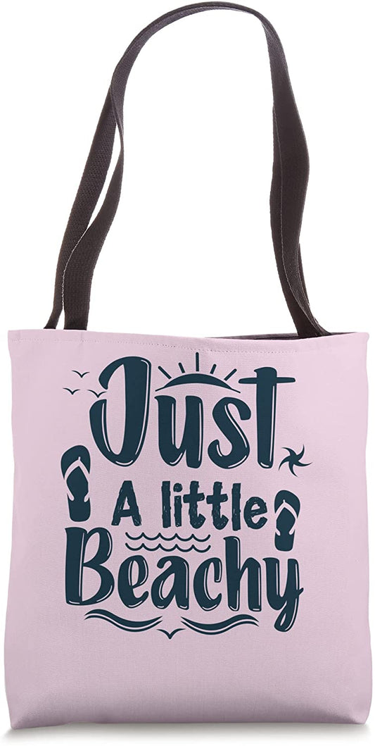 Summer "Just A Little Beachy" Graphic Tote